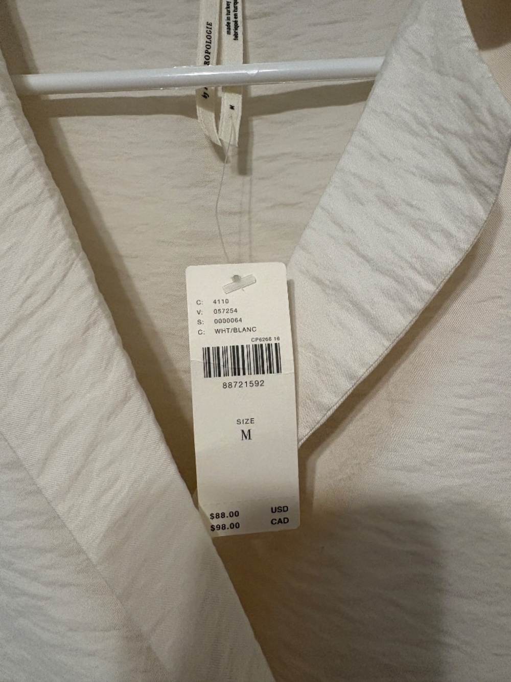 Anthropologie Women's S/S Oversized High-Low V-Neck Shirt Top Blouse M Cream NWT - Picture 4 of 10